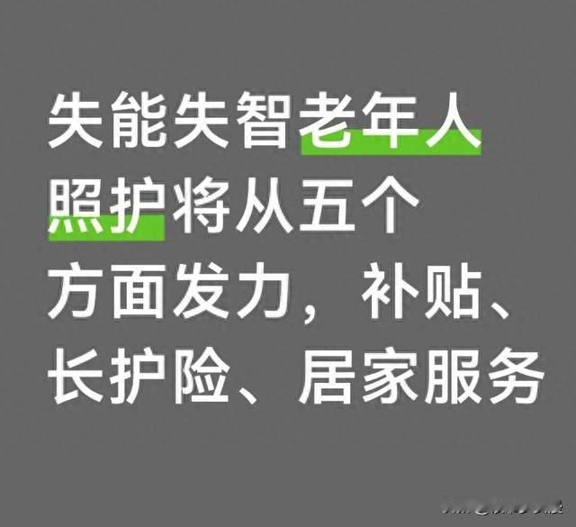 失能失智老年人照护将从五个方面发力，补贴、长护险、居家服务