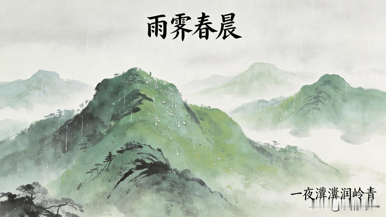 《七绝*雨霁春晨》乐韵诗心原创诗词:
一夜濛濛润岭青，
桃夭柳翠映溪明。
东风漫