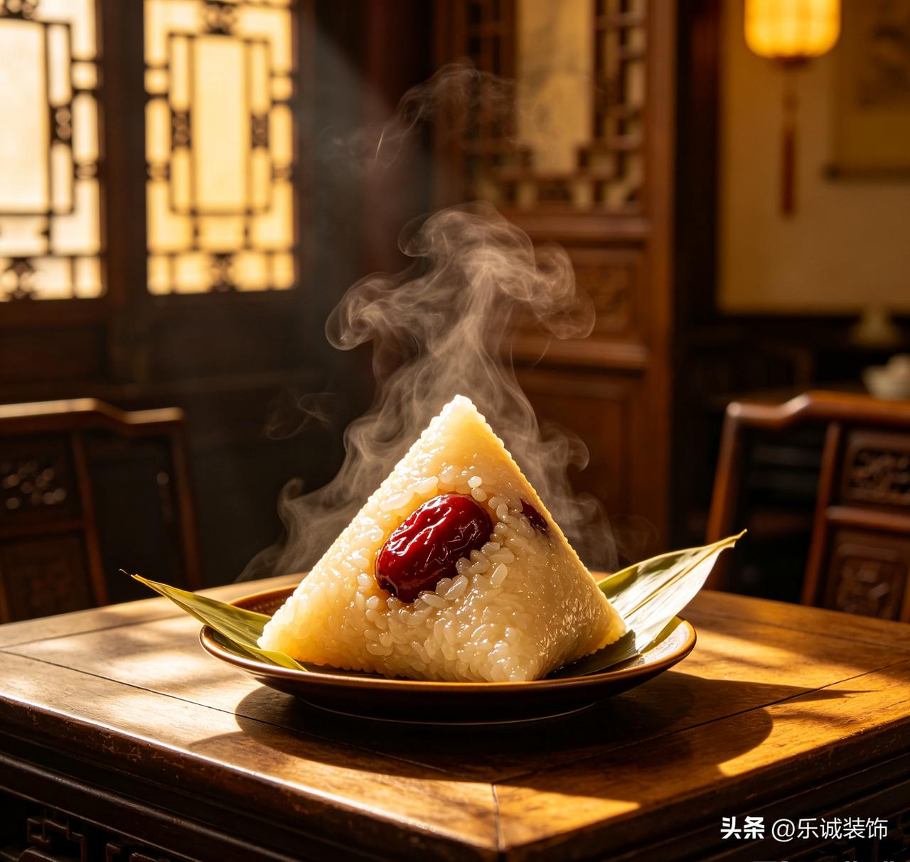 1. 糯米提前泡4小时沥干；粽叶沸水烫软洗净，捆绳备好。
​
2. 取两片粽叶叠