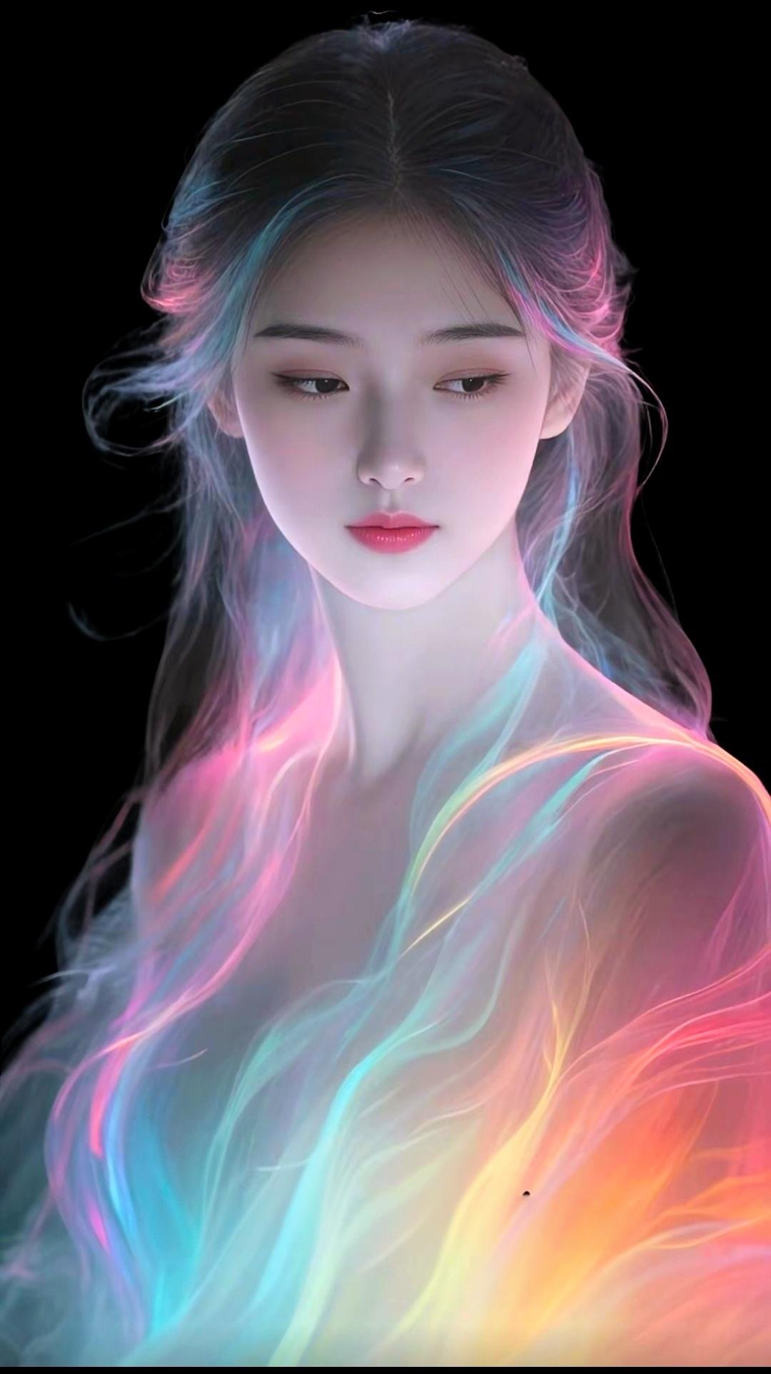 梦幻少女，色彩斑斓，如梦似幻紫色梦幻少女 国风梦幻少女 梦幻紫发少女