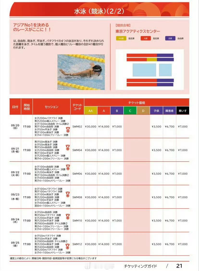 名古屋亚运会游泳🏊♂️项目赛程及票价出炉！ 