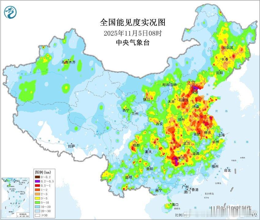 【雾和霾】今晨在北京、天津、河北、山东、江苏、安徽、河南、陕西、湖北、湖南、贵州