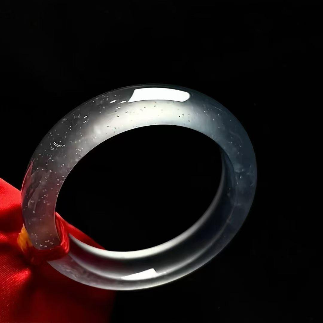 玻璃种木那雪花正圈手镯，通透起钢，完美七位数，圈口54*13.6*9.4mm对庄