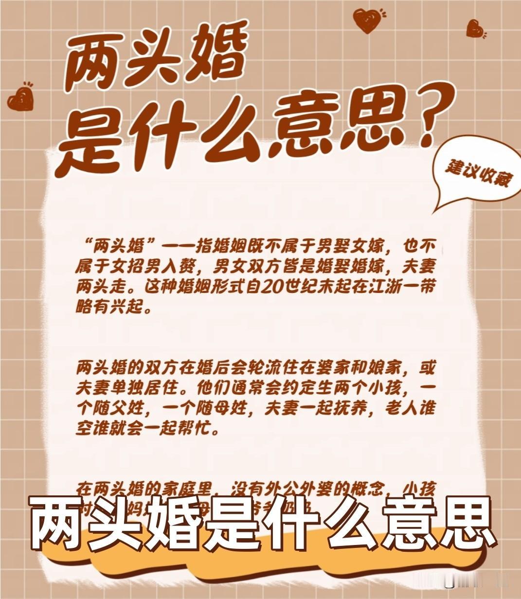 两头婚逐渐流行起来

一、基本概念
 
两头婚（又叫不进不出、两家拼拼），起源江