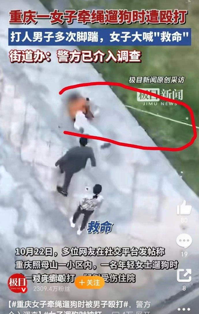 通告是互殴。视频只放出单方败走麦城。
这么长的绳子，应该去栓月亮。
影响正常通行