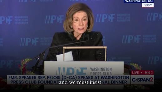 美国前众议长佩洛西今晚（北京时间2月5日晚）写道：“美国正陷入良知危机之中。我们