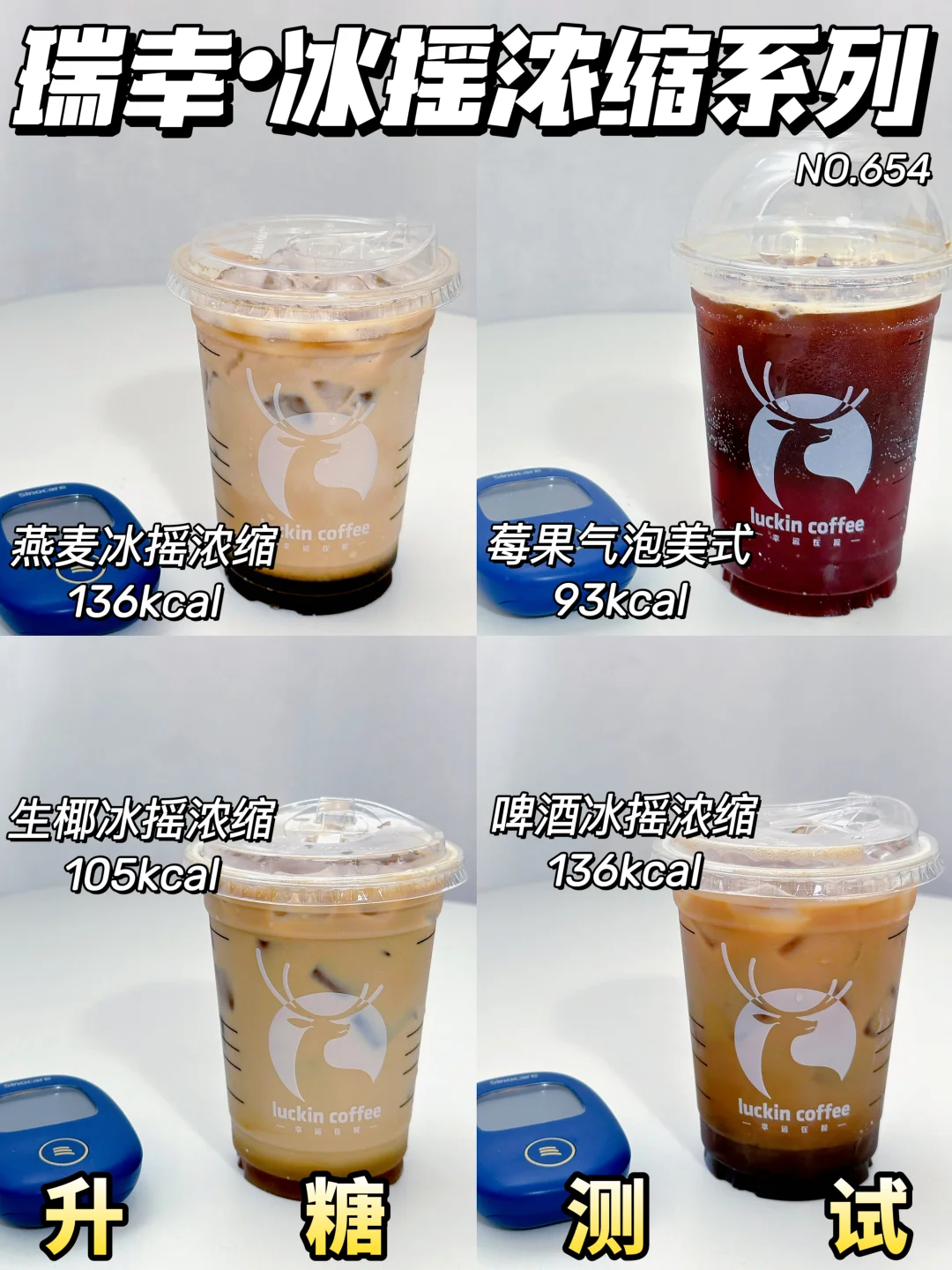 瑞幸黑神话冰摇浓缩 升糖测试&热量测评❗