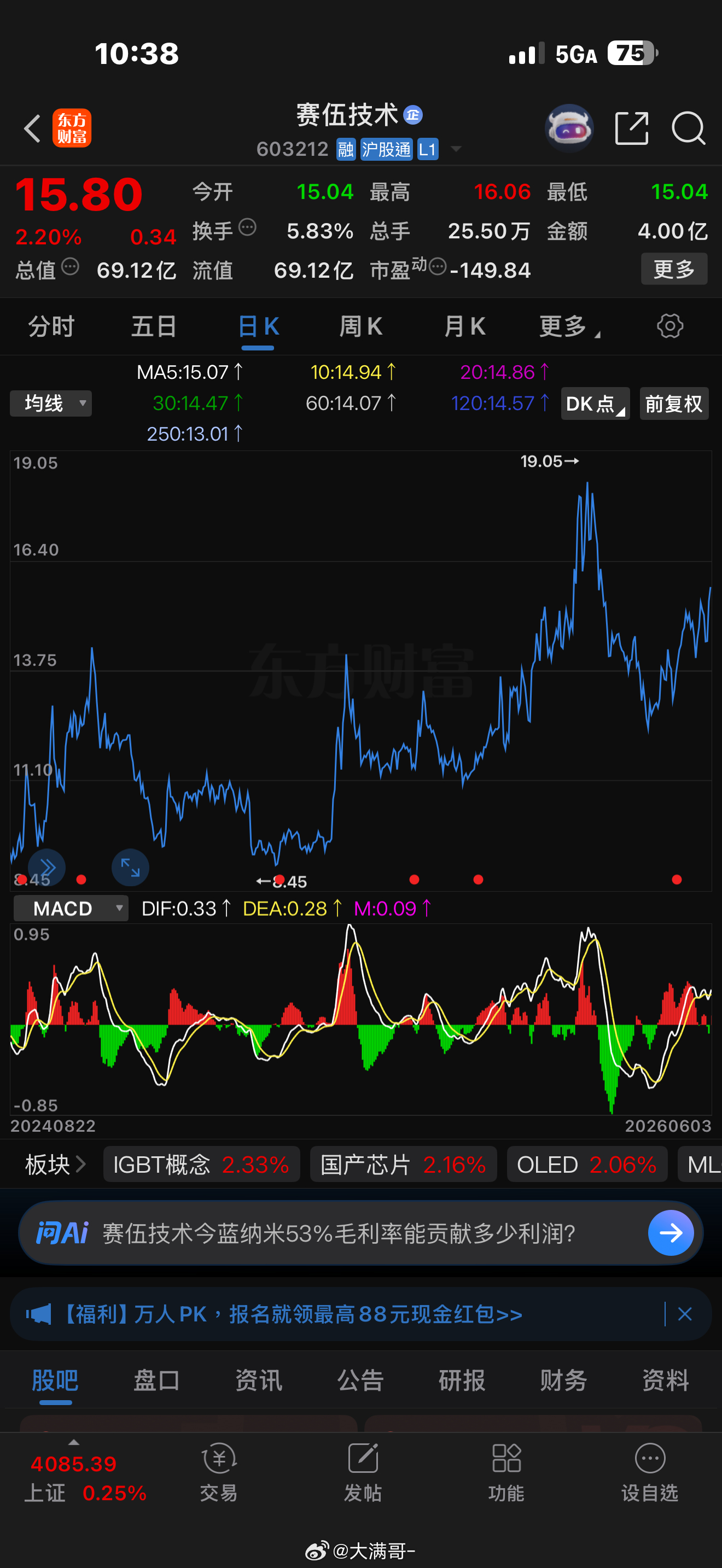 赛伍技术是本轮结构性牛市中被低估的二线成长标的，它既有光伏周期底部反转的弹性，又