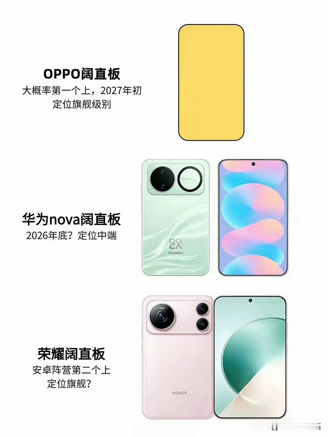 喜欢阔直板的用户有福了华为nova和荣耀，绿厂的阔直板也要来了，华为阔直板手机的