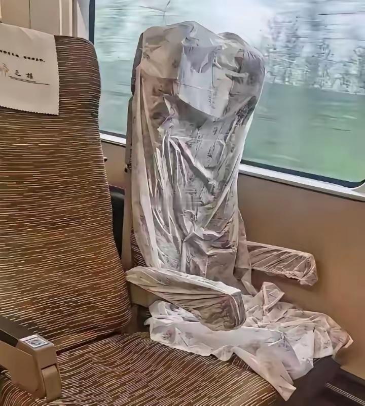她究竟是真的讲卫生、爱干净，还是患有洁癖呢？她把座位包裹起来，下车后便置之不理。