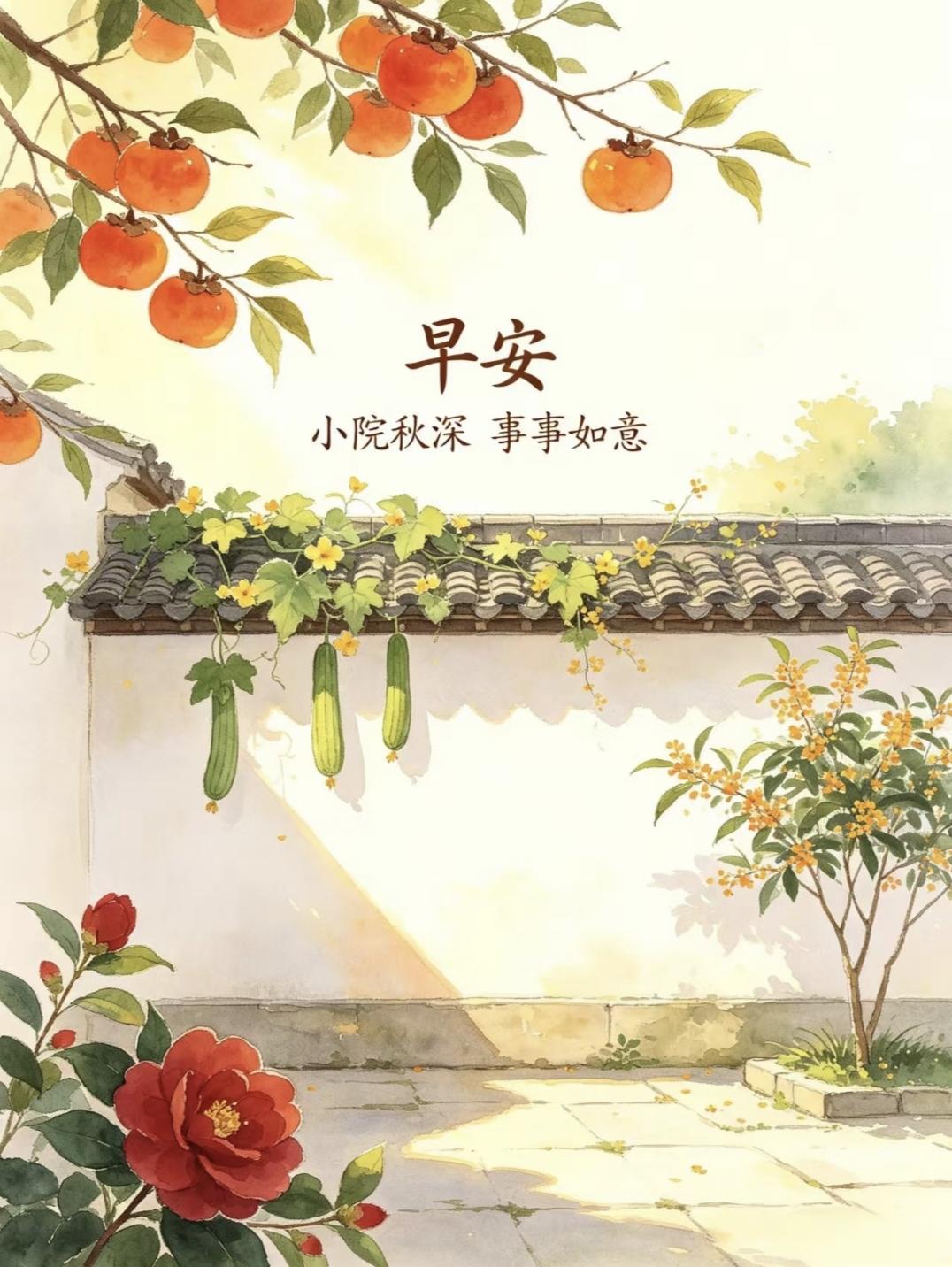 ​桂绽金芳迎好运，柿挂红祥纳百福，丝缠福禄年年旺，瓜聚财气日日增
传统文化 传递