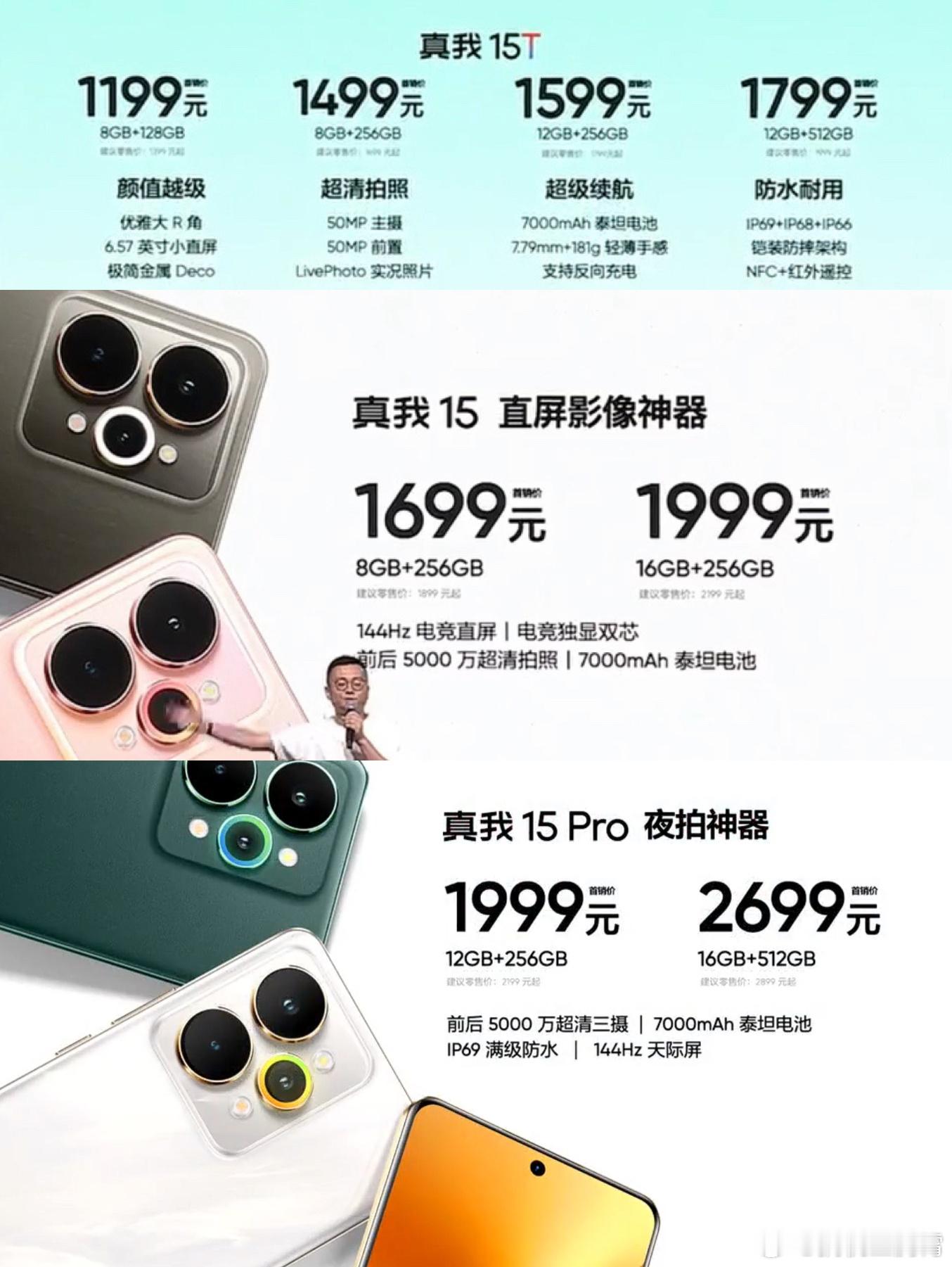 【真我15系列价格汇总】真我15T：8 + 128GB版售1199起真我15：8