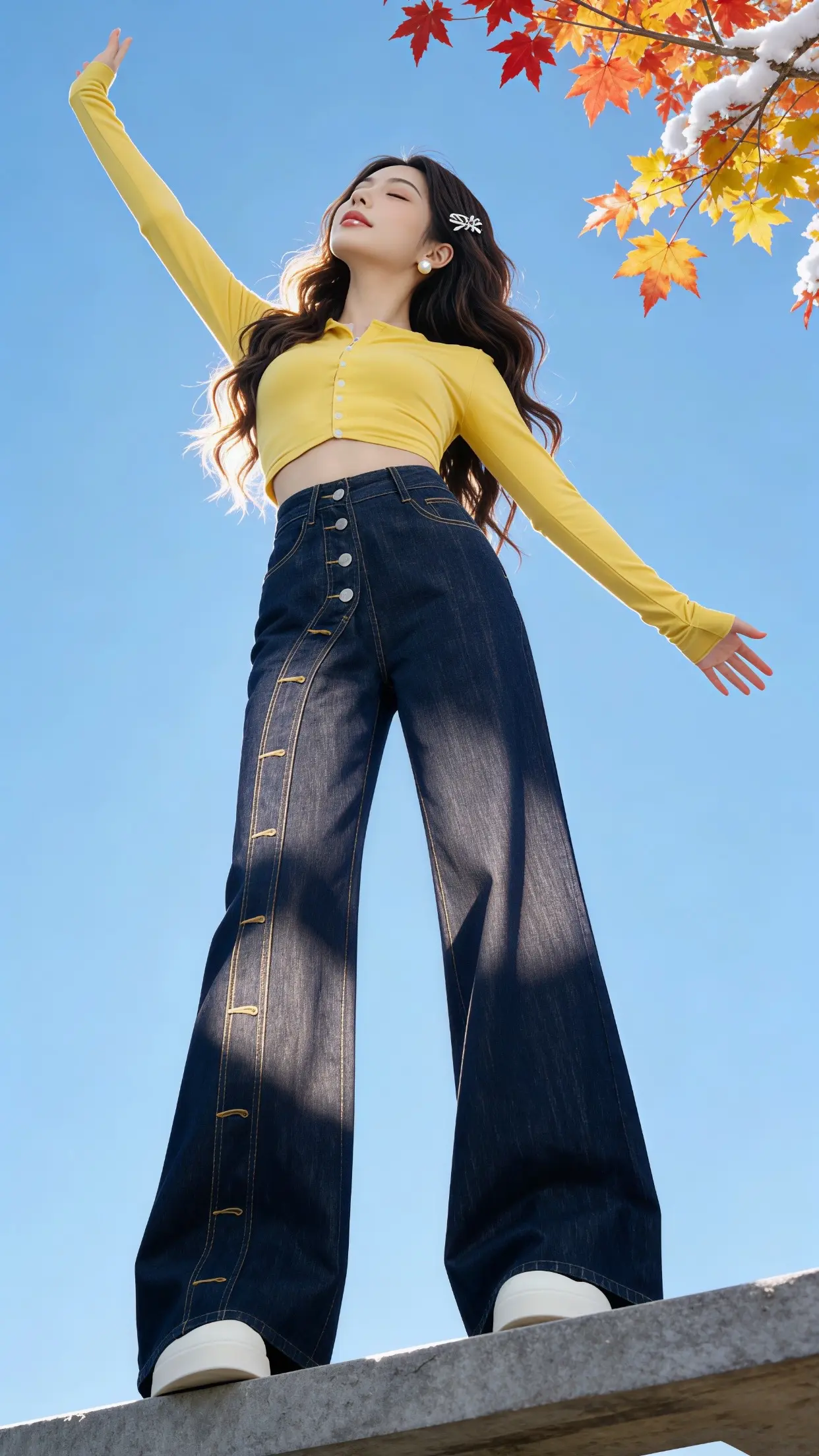 穿出自己的风格 阔腿牛仔裤 显高显瘦显腿长 秋冬新款 过年穿什么