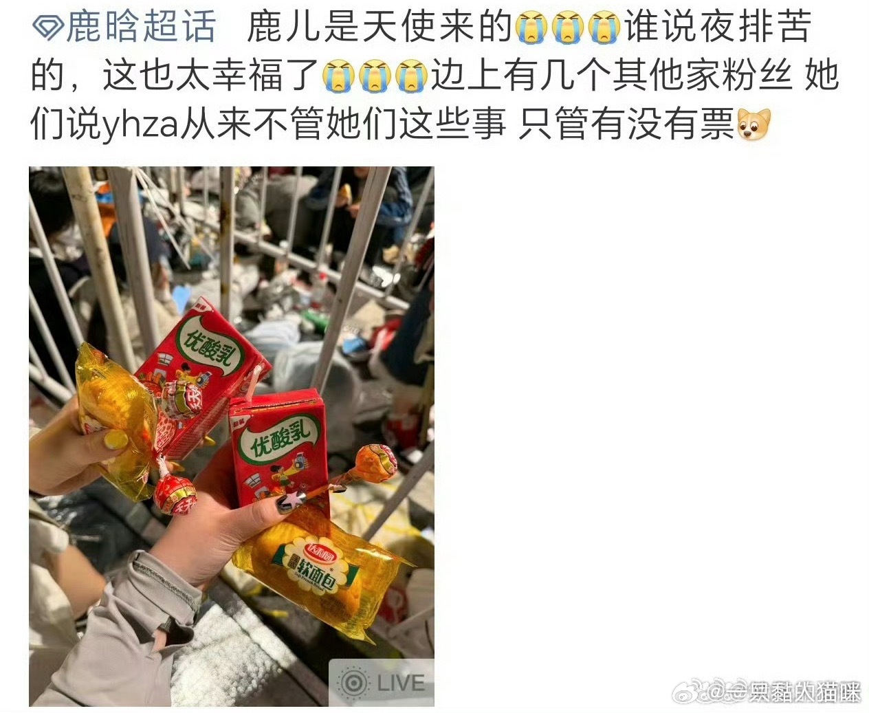 棒棒糖、达利园小面包、优酸乳就把你们这群人收买了，加起来成本💰一个人超过十块钱