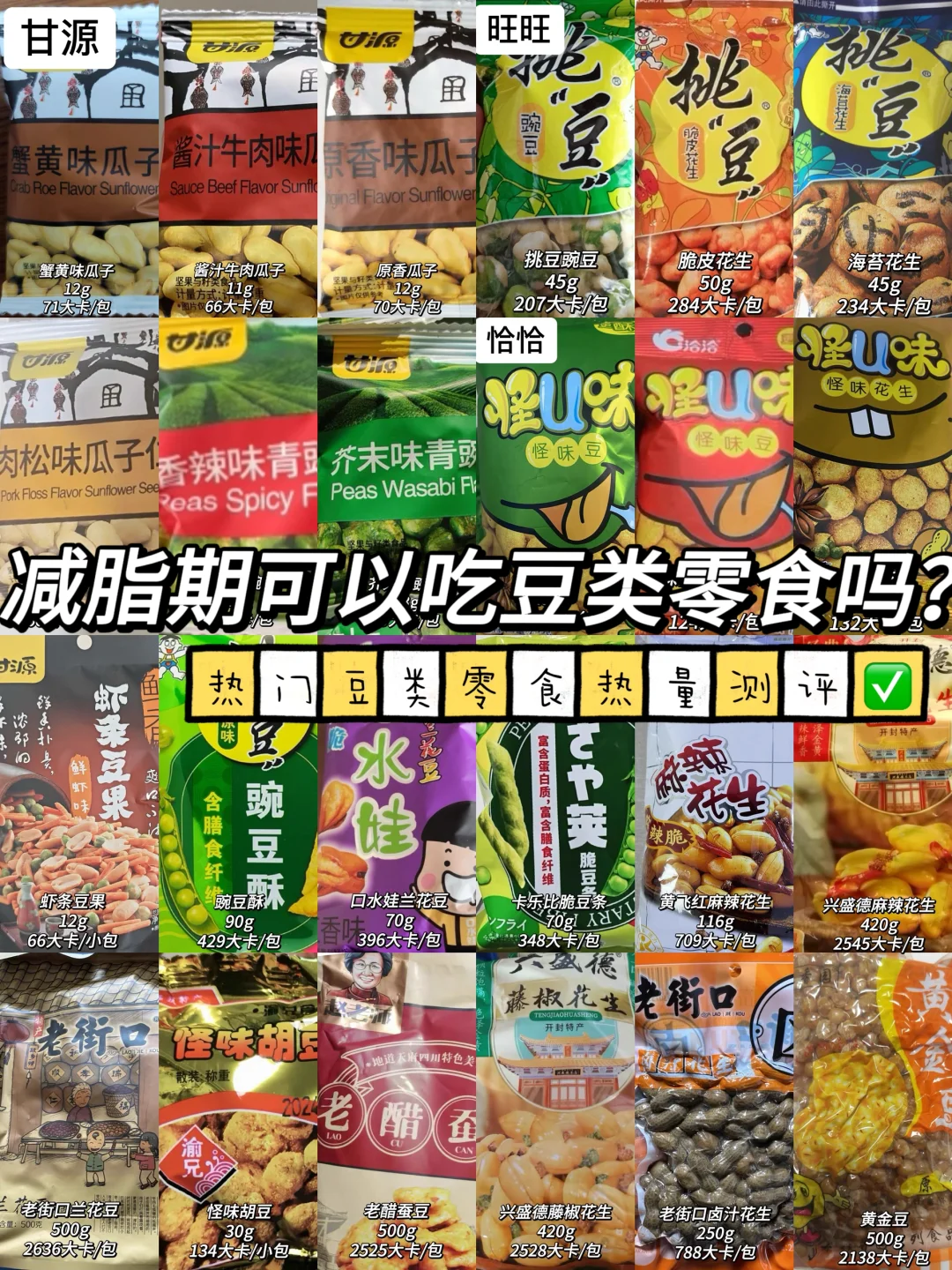 减脂期能吃豆类零食？热门豆类零食热量测评✅