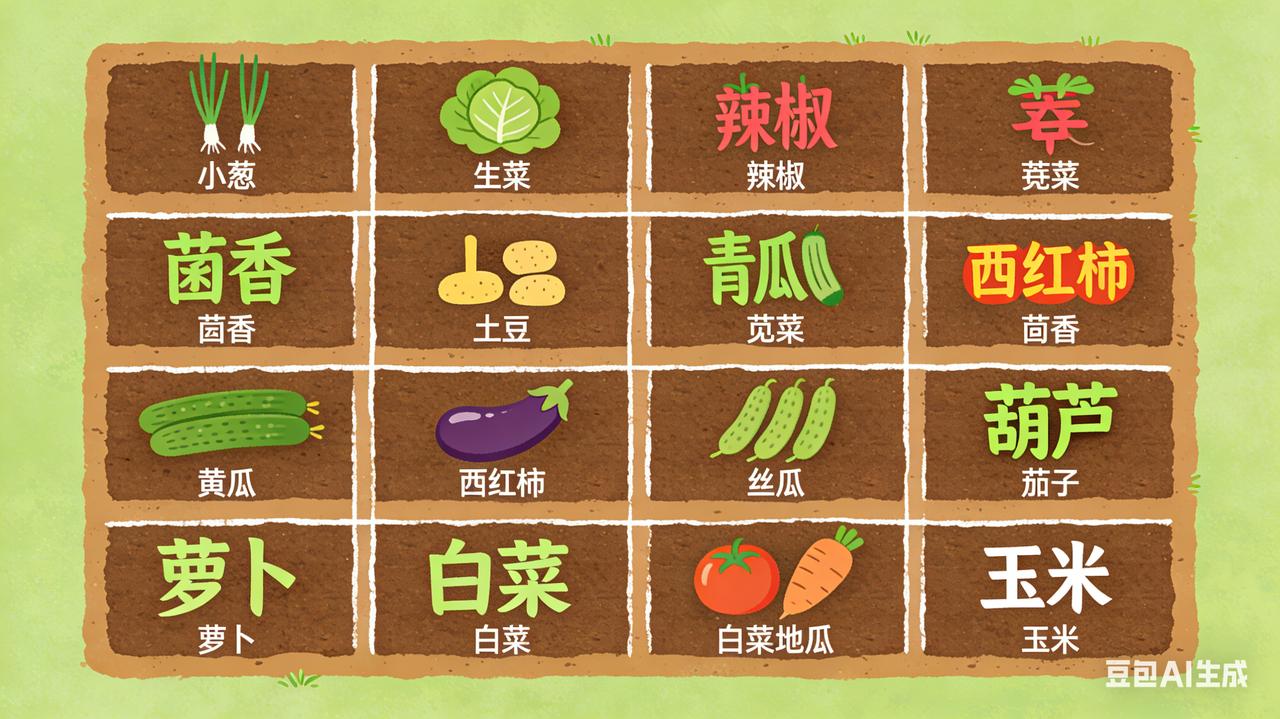 我直接给你最实用、照着就能种的方案：
四分地 ≈ 267㎡，两口人吃，这些菜全种