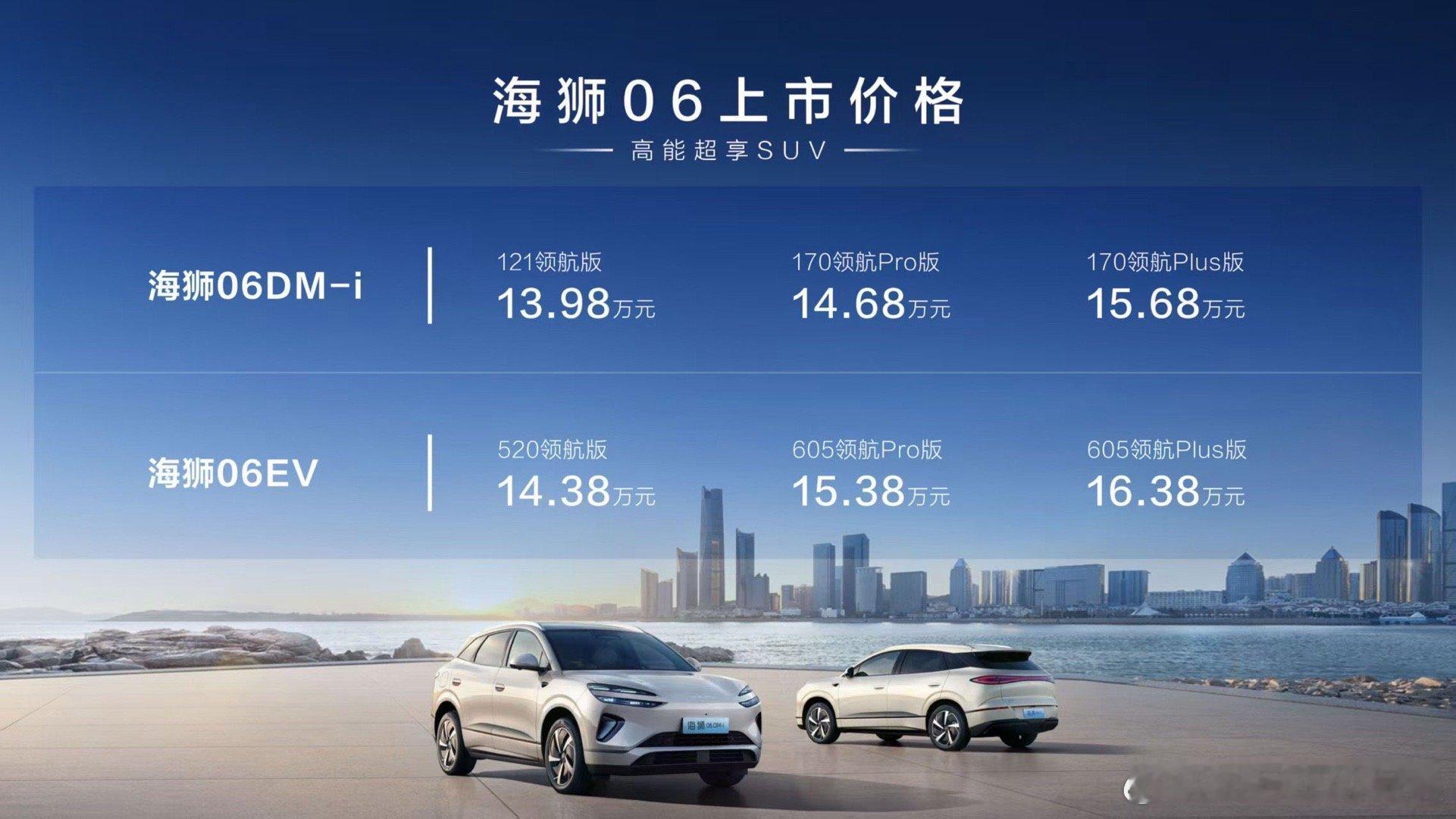 海狮06来啦！价格13.98万元至16.38万元！ ​​​