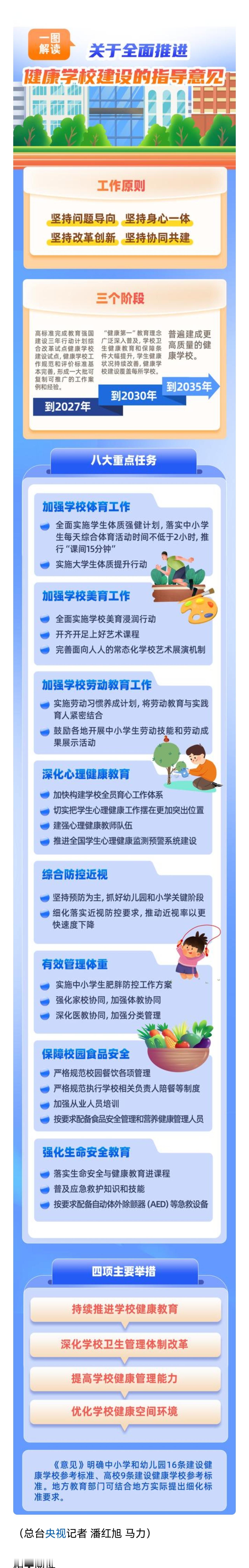 建设健康学校，说到底，就是把学生当人，而不是作为学习机器，不能再用升学率评价学校