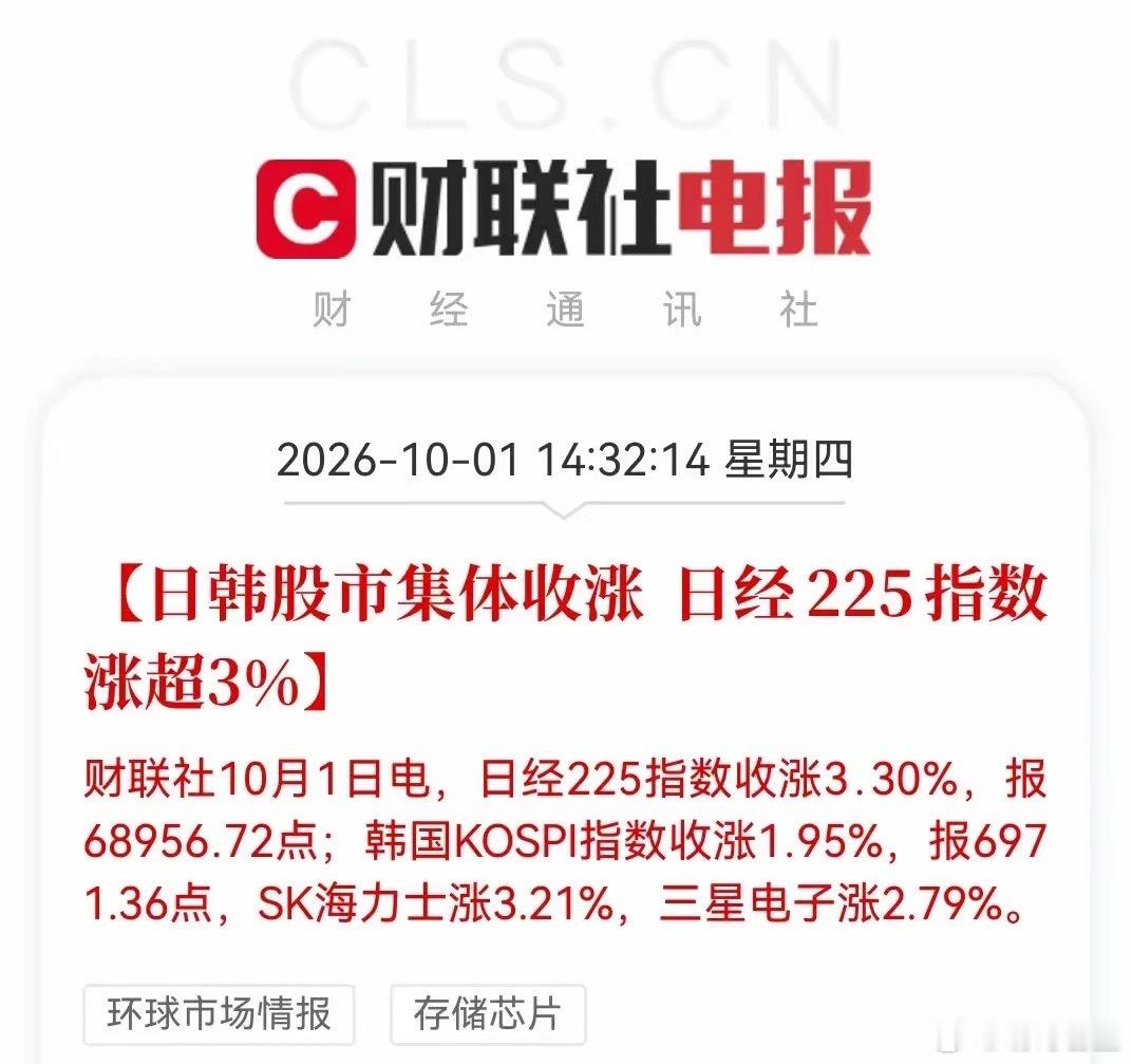 A股休市第一天，外围股市大涨，熟悉的剧本又来了！今天开始A股将迎来7天长假休市，