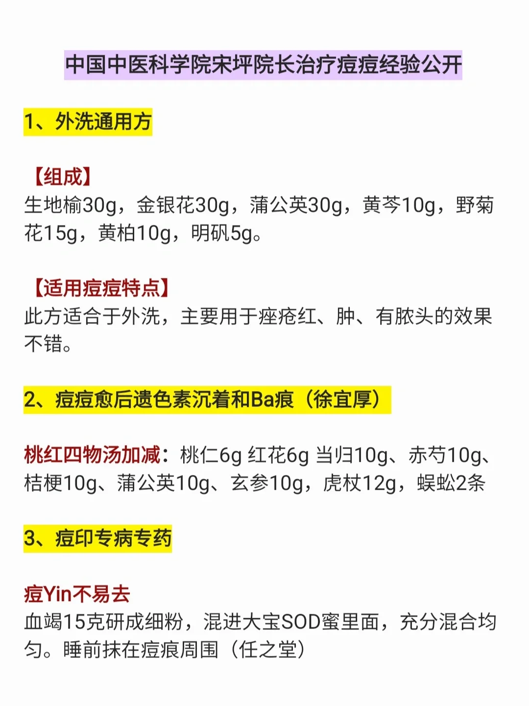 中国中医科学院西苑院长治疗痤疮经验公开