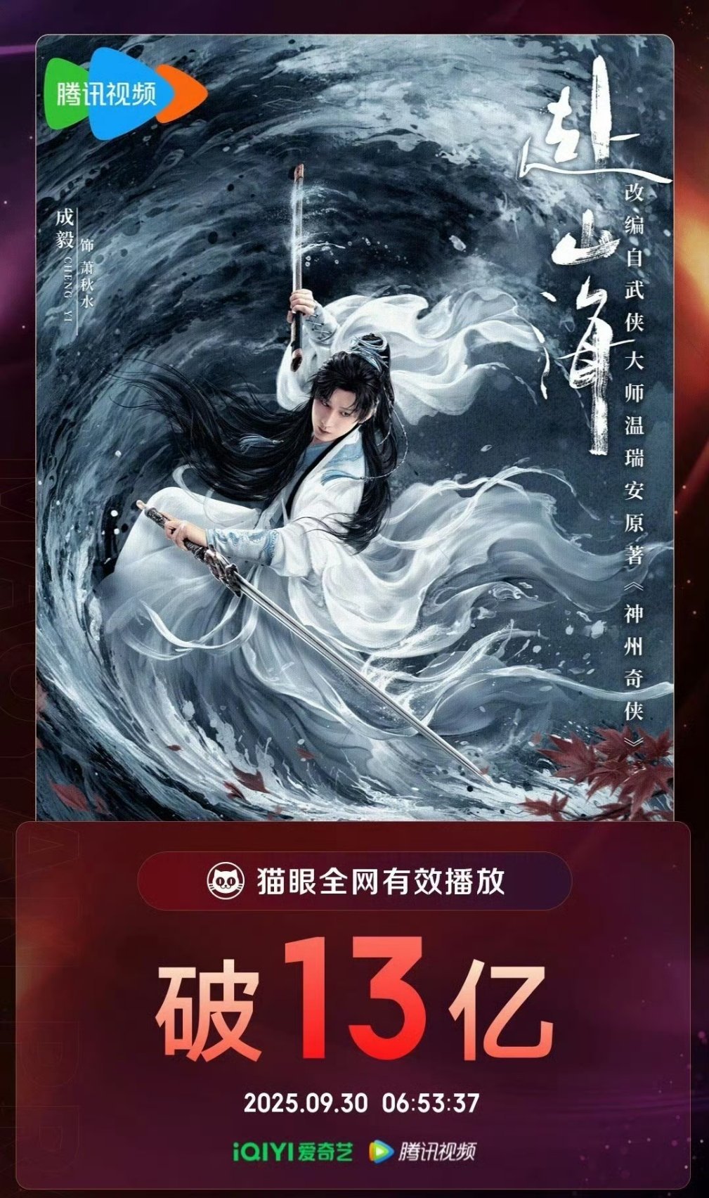 成毅《赴山海》全网有效播放量破13亿🎉 ​​​
