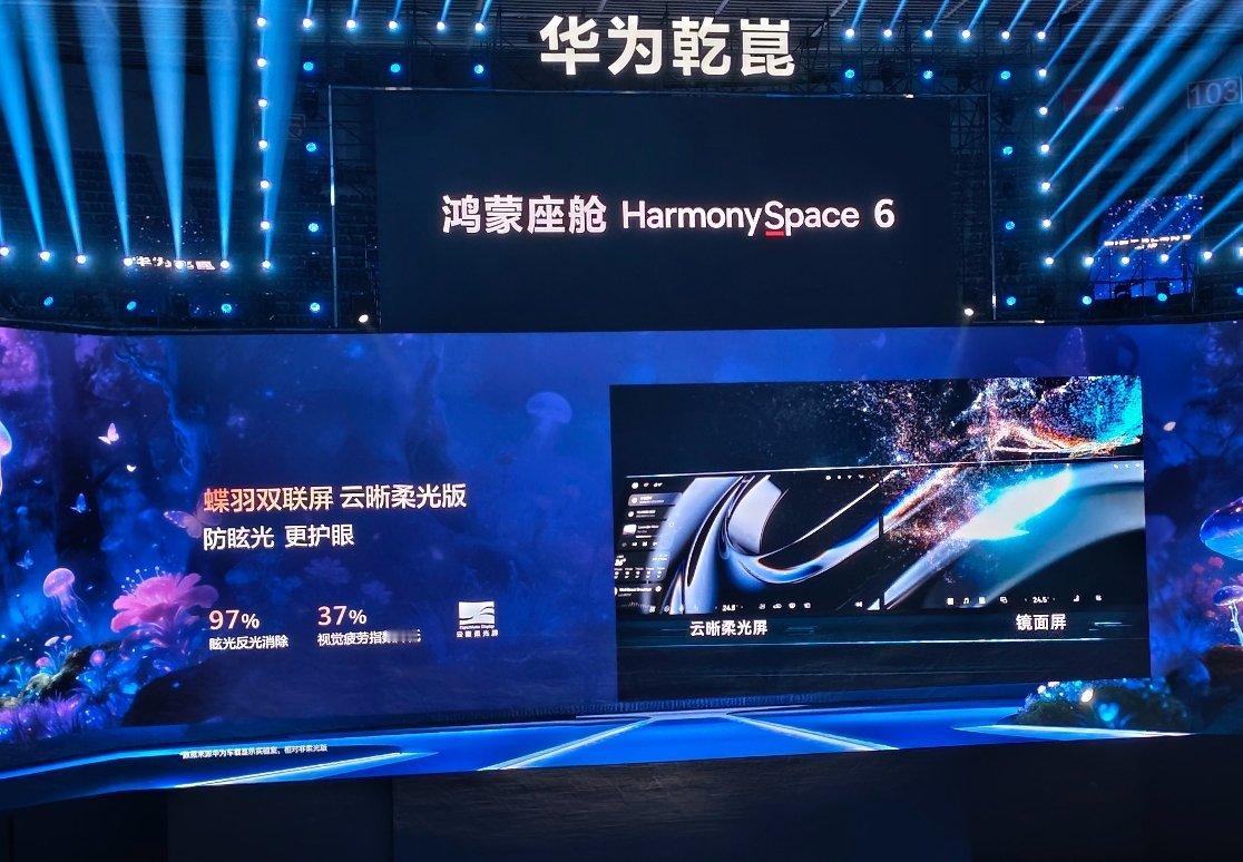 华为乾崑在鸿蒙座舱 6 上发布双 17.2 英寸 + 3.4 K 的规格。具备 