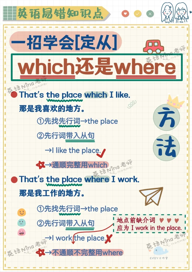 定语从句which还是where一招解决✔️