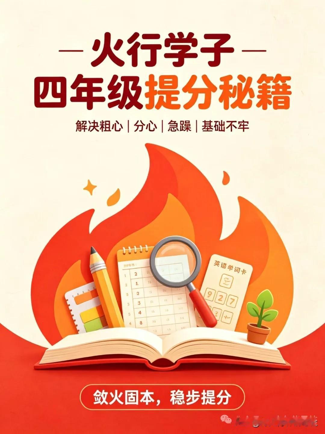 上课一点就通，考试忽高忽低？这套方法专治三分钟热度

家里四年级小朋友是火行学子