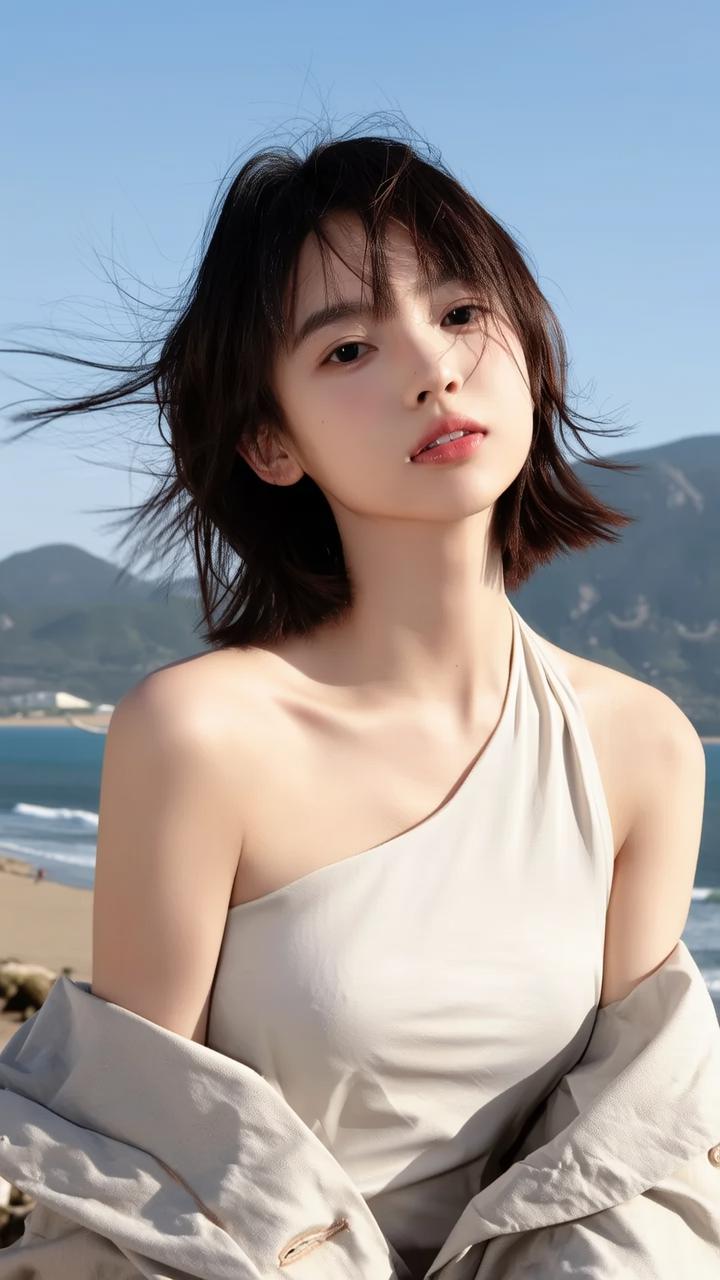 哪种类型的美人是漂亮的? 海边少女，微风轻拂，自由自在