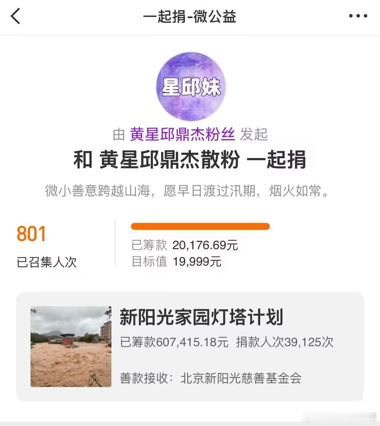 黄星邱鼎杰粉丝捐款广西灾区愿广西灾区群众早日渡过难关