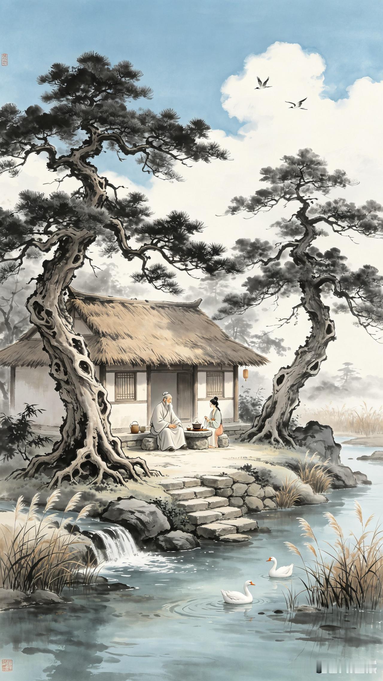 隐士山居图