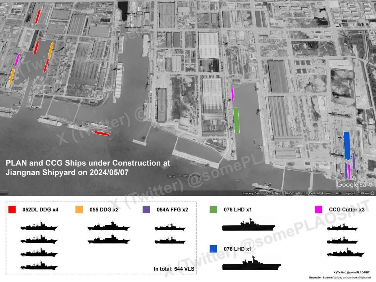 这就是“下饺子”，在江南和沪东厂区的一张照片里，就有13艘战舰在同时建造，总吨位