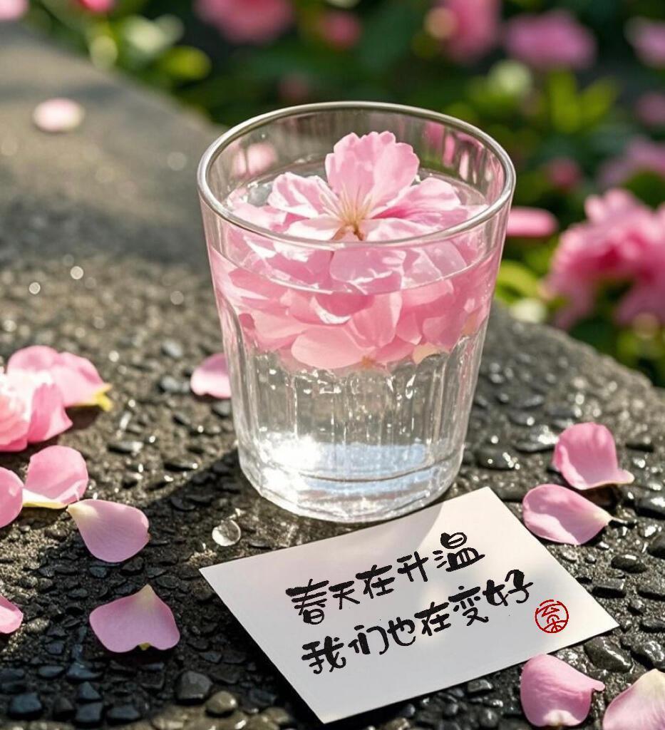 春愿
春风有信如期至，
花开有期映日红。
新芽初成添秀色，
心中常乐四时同。