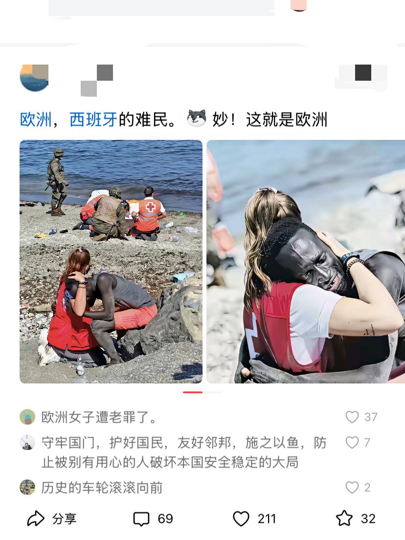 难民在海边接受救援，场面感人。