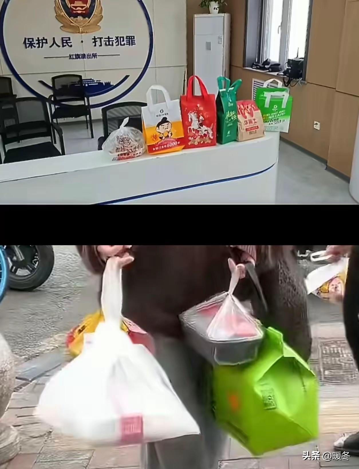 真让人膈应！打扮得干干净净的大姐，在小区门口一把拎走四份别人外卖，被抓包还想装傻