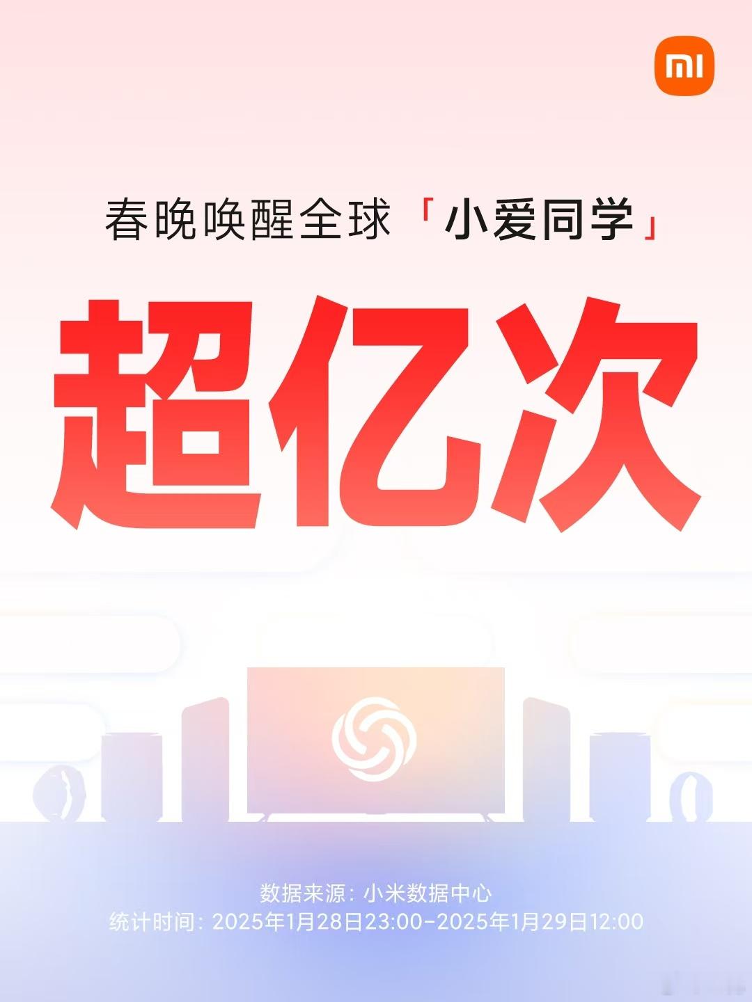 昨晚春晚唤醒了全球小爱同学超亿次！有问题大家已经习惯了找小爱同学，这样的中国好同
