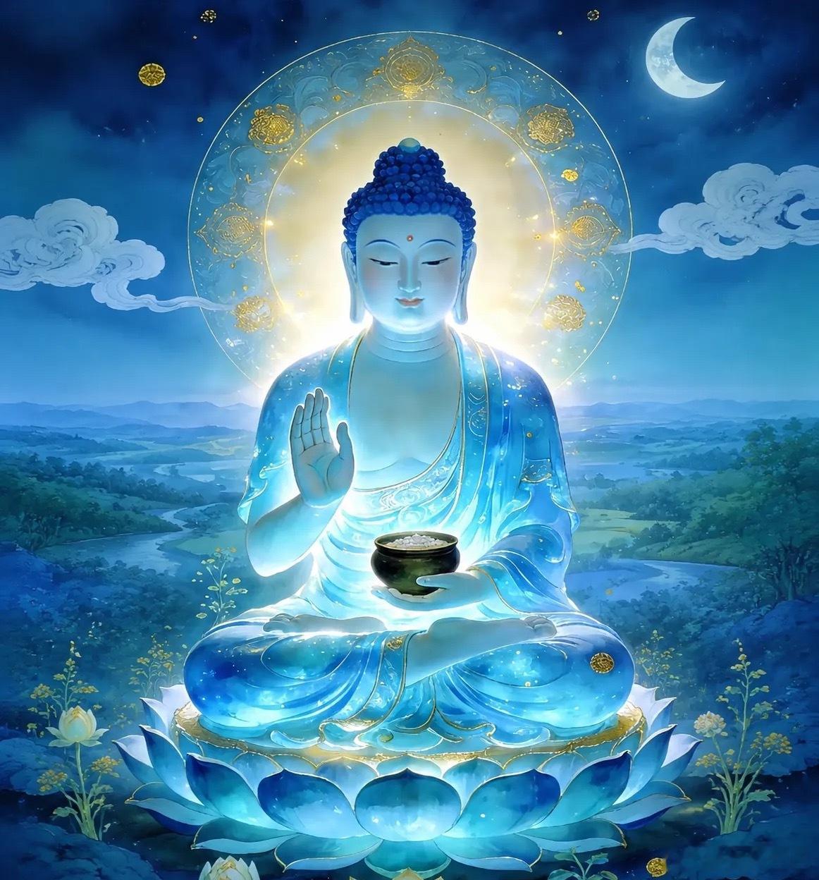 顶礼药师琉璃光如来🙏🙏🙏；药师佛会保佑你和家人身体安康，无病无灾，八月大吉