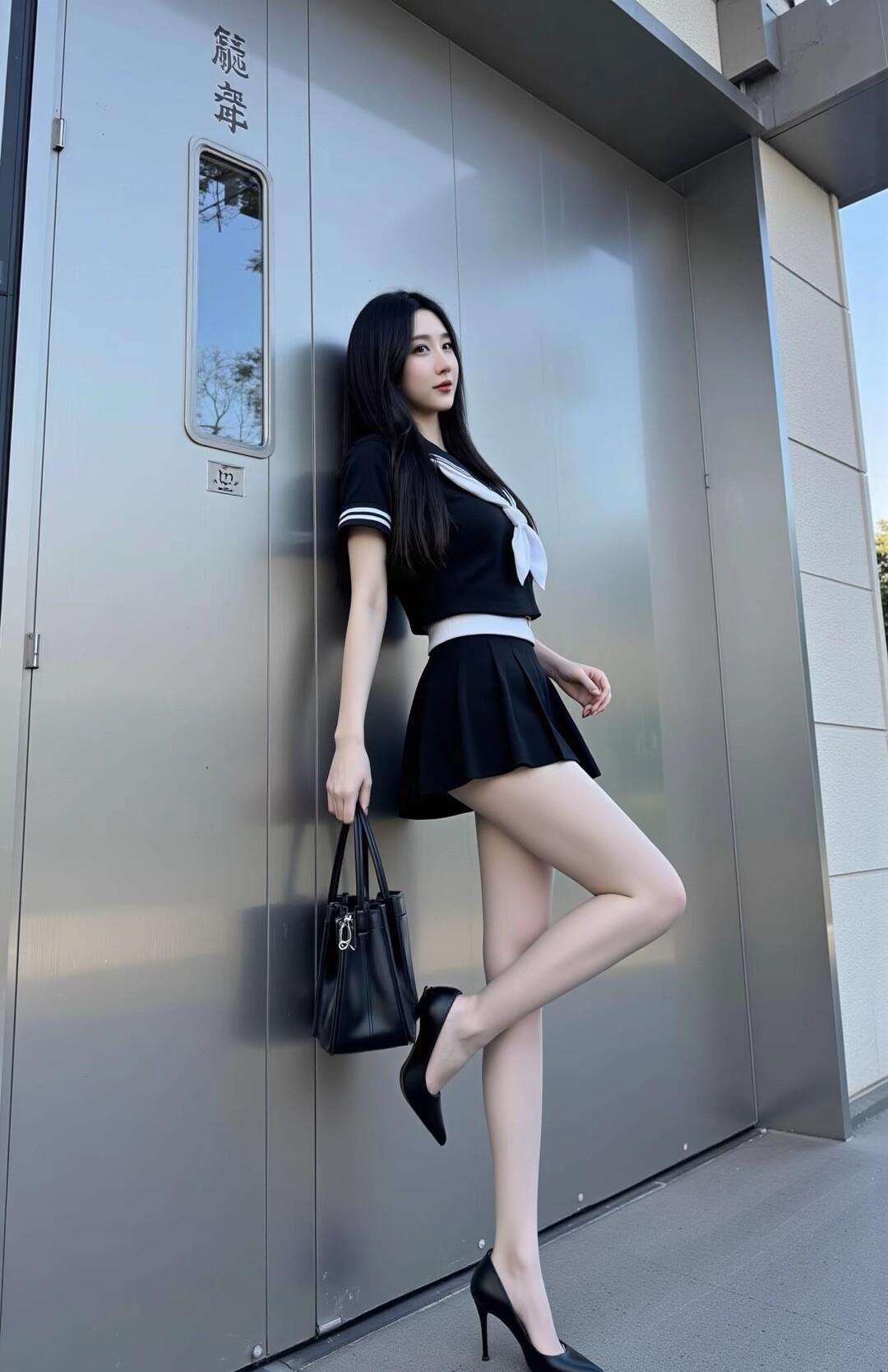 元气少女风，黑白配穿搭，时尚又可爱！👗👠👜