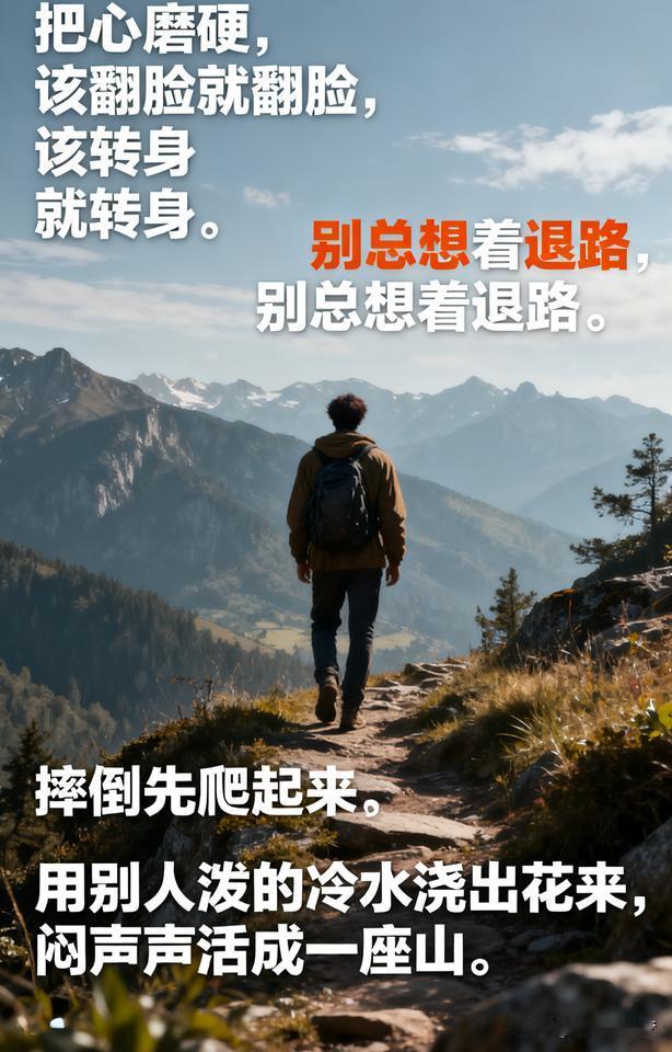 发现没有
心
你得把心
磨得硬一点

该翻脸就翻脸
该转身就转身

别总想着退路