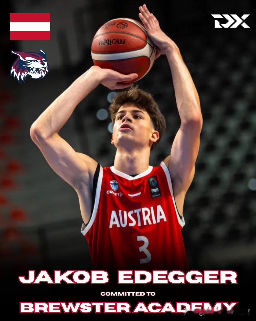 奥地利侧翼Jakob Edegger将前往美国发展就读于新罕布什尔州Brewst