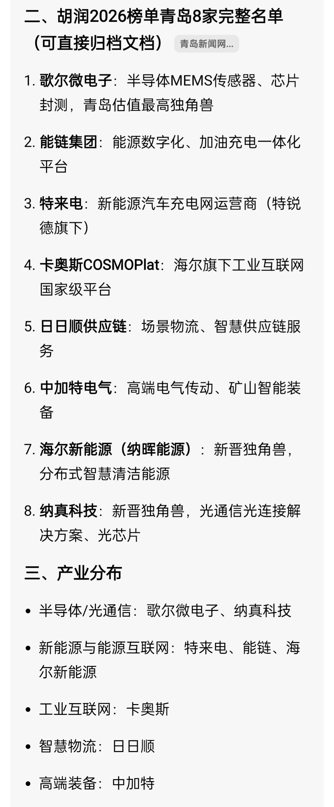 青岛独角兽企业