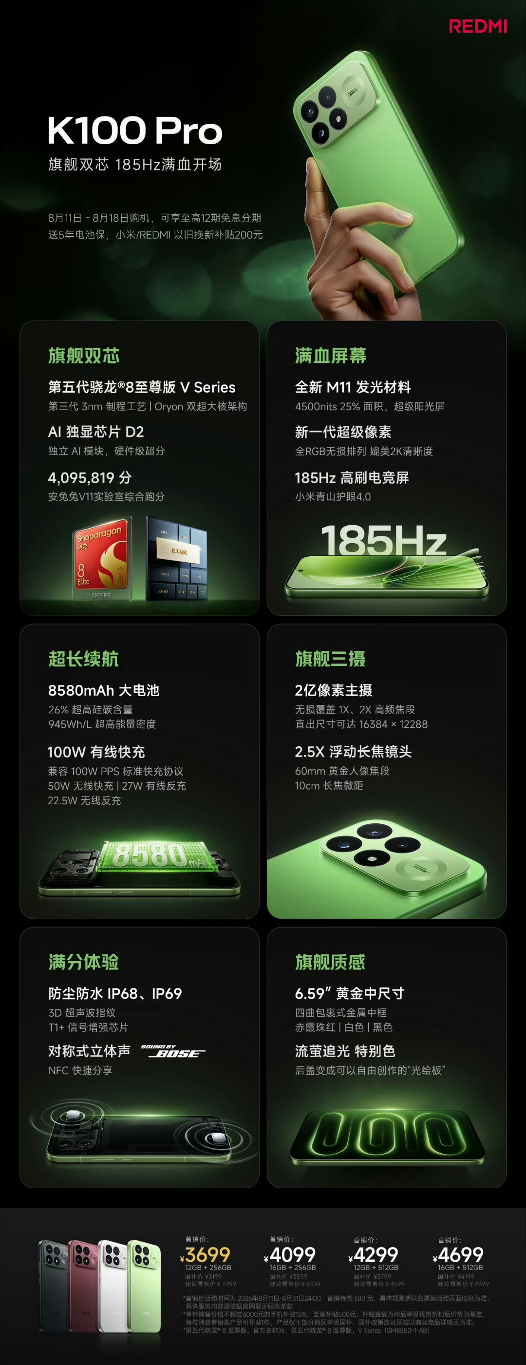 红米K100Pro系列价格 REDMI K100 Pro系列正式发布，存储芯片疯