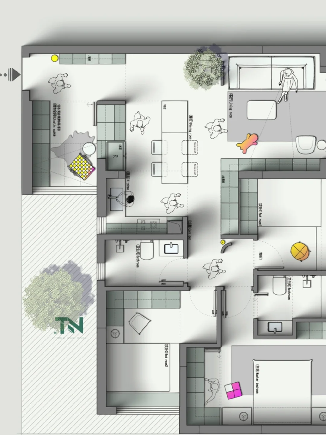 户型优化｜110平全国通用拓展四房｜三版方