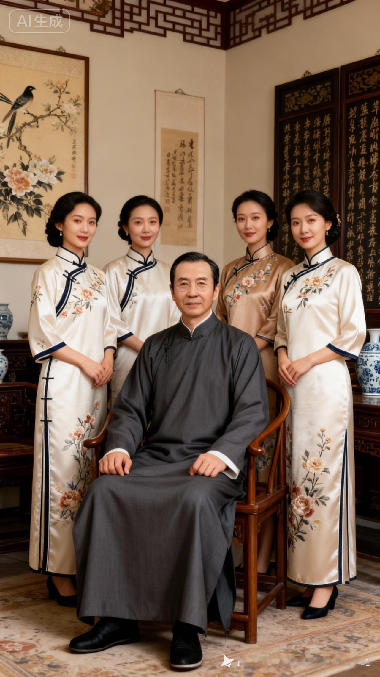 穿越时空的东方美学，典雅旗袍与传统中式家具的完美融合。