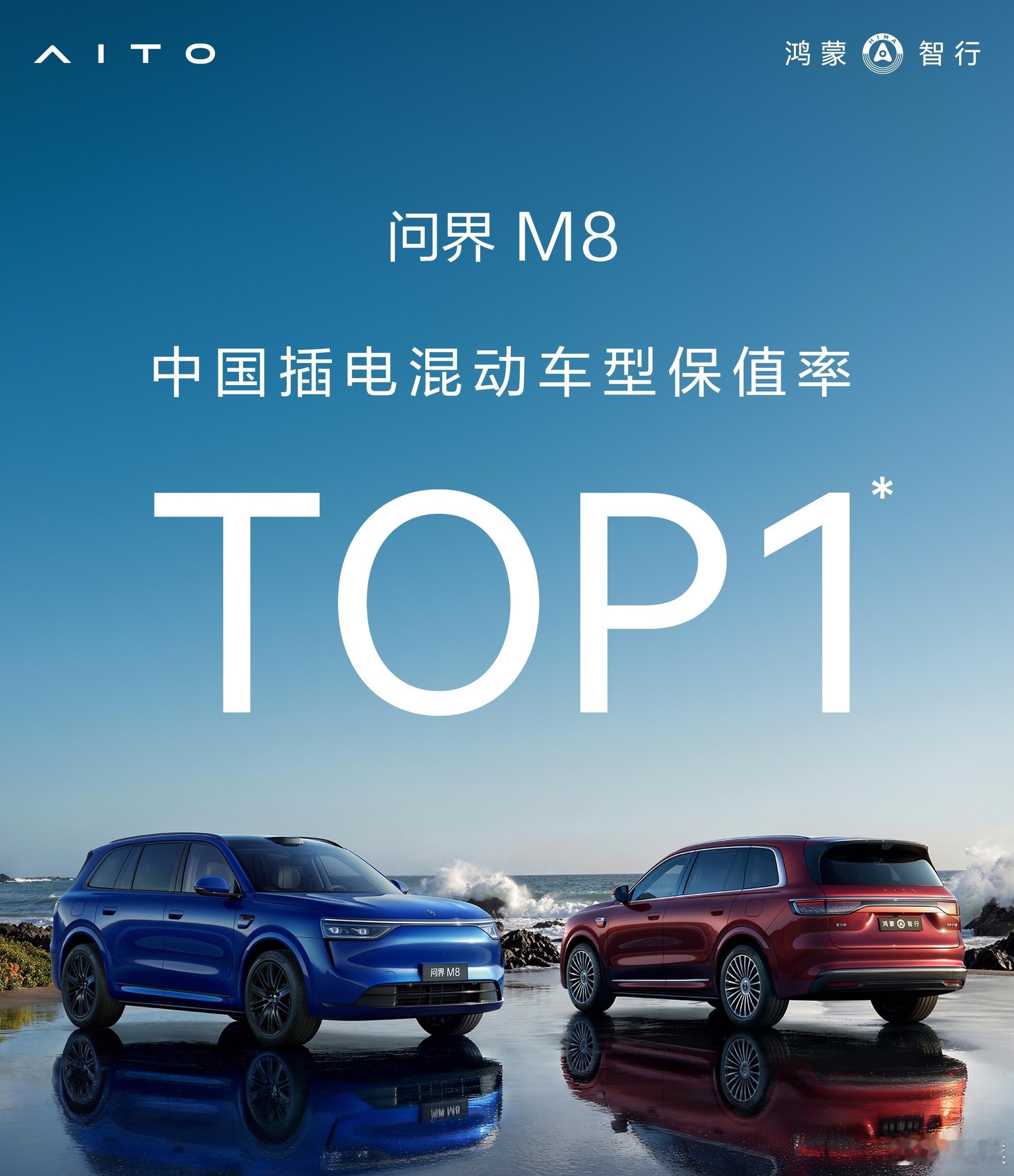 问界M8 以85.3%的超高保值率荣获4月中国插电混动（含增程）车型保值率第一，