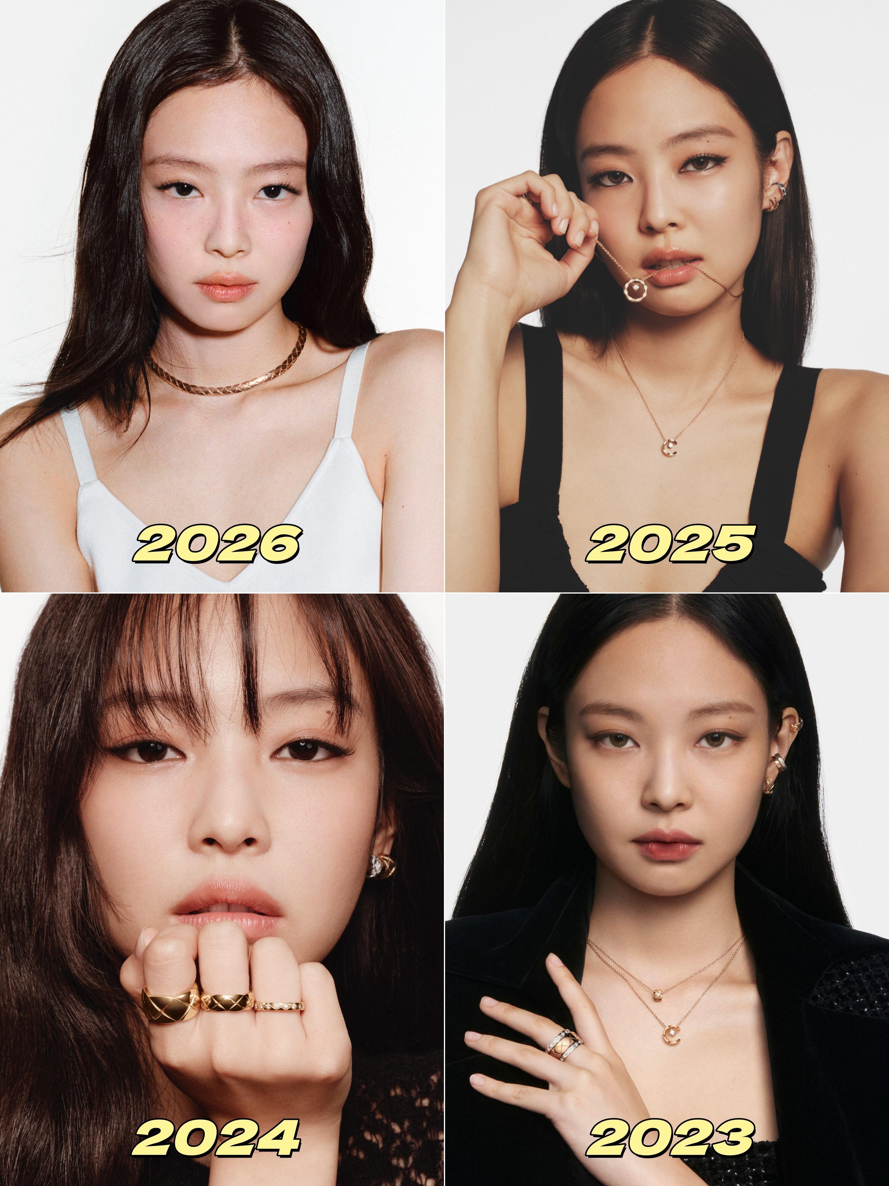 Jennie连续五年出镜拍摄香奈儿高级珠宝大片23年是感觉不会出错的公式照；24