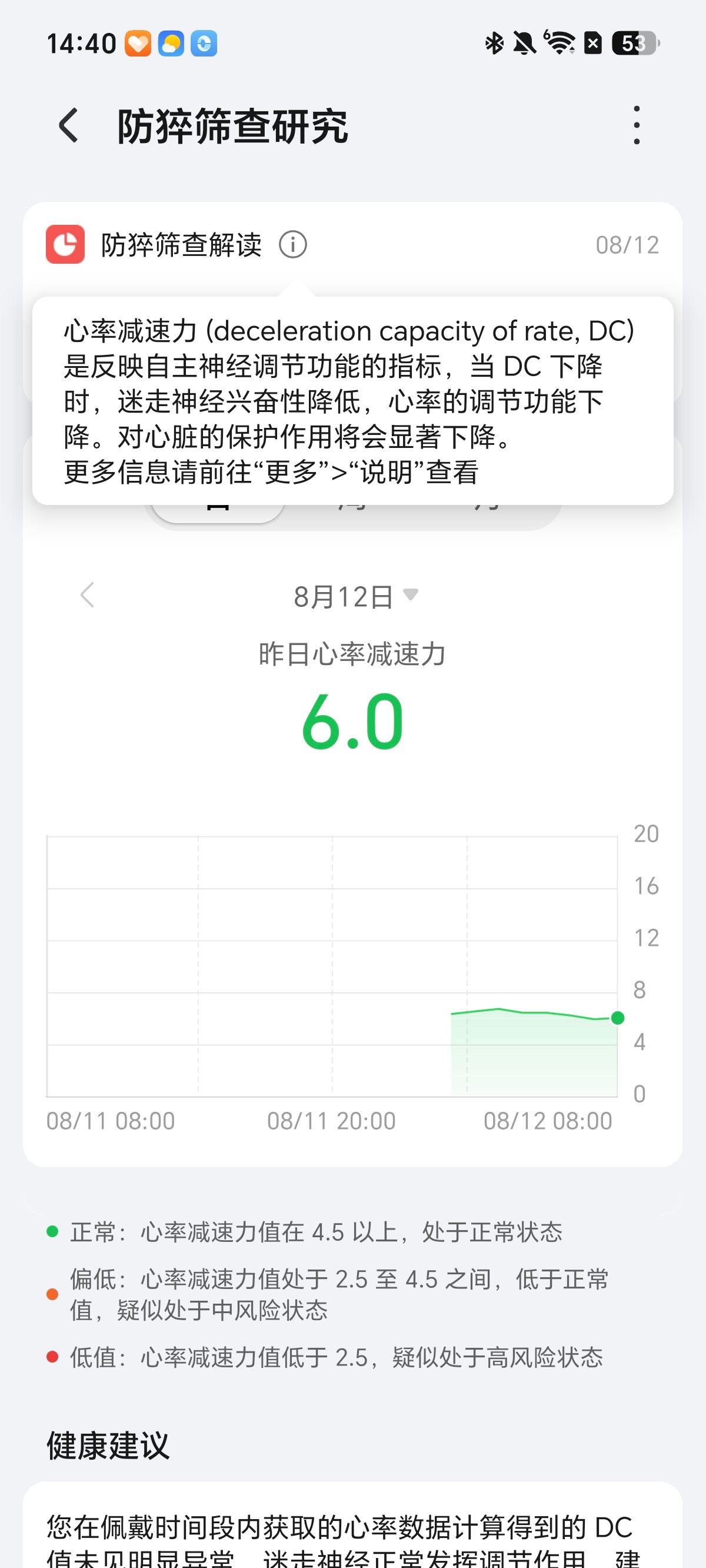 戴荣耀手环11 Pro有一阵子了，今天专门点开“防猝筛查研究”看了一眼，这也是这