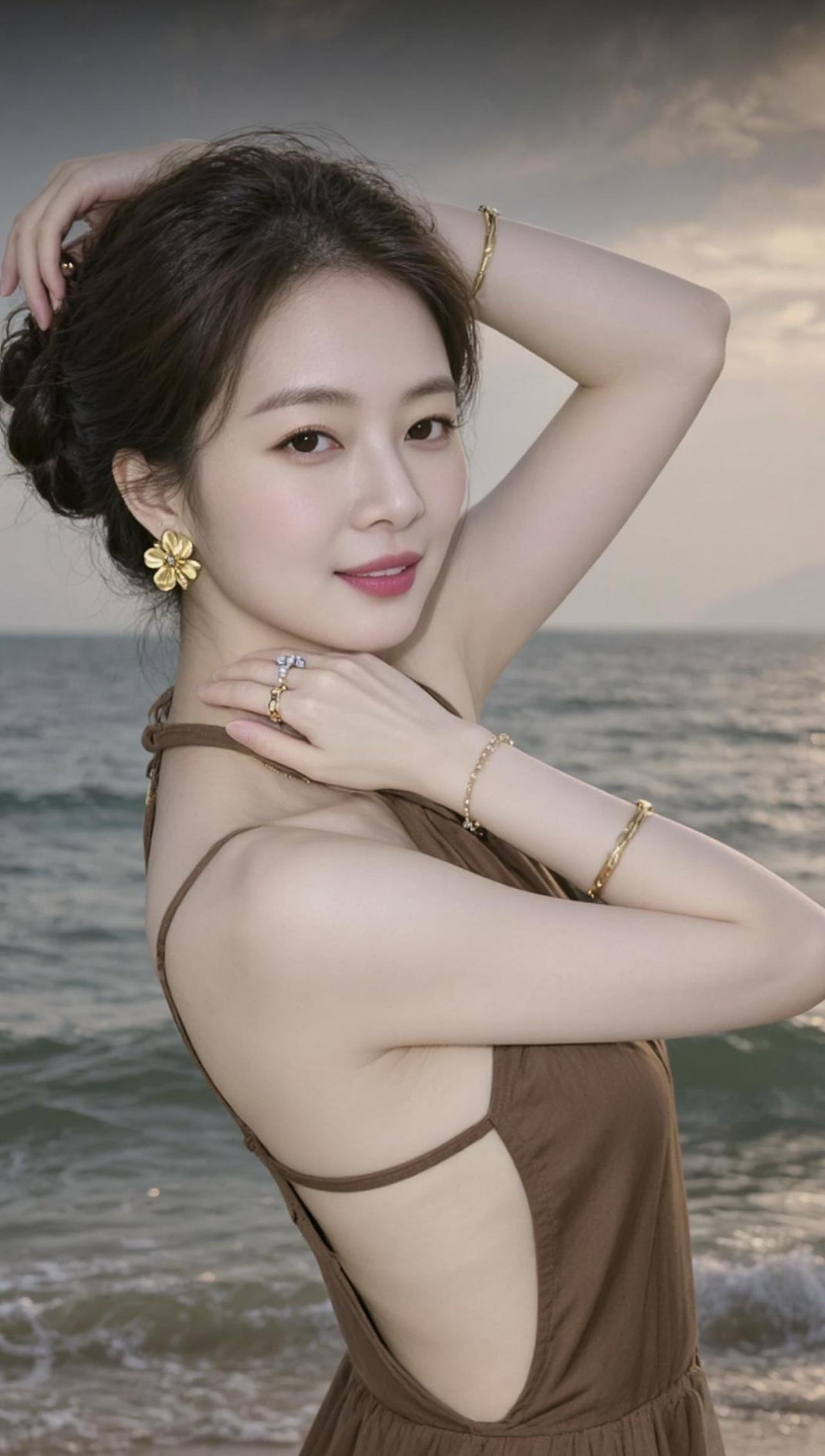 AI海滨优雅写真 海边拍照姿势 水边写真优雅气质轻熟风搭配