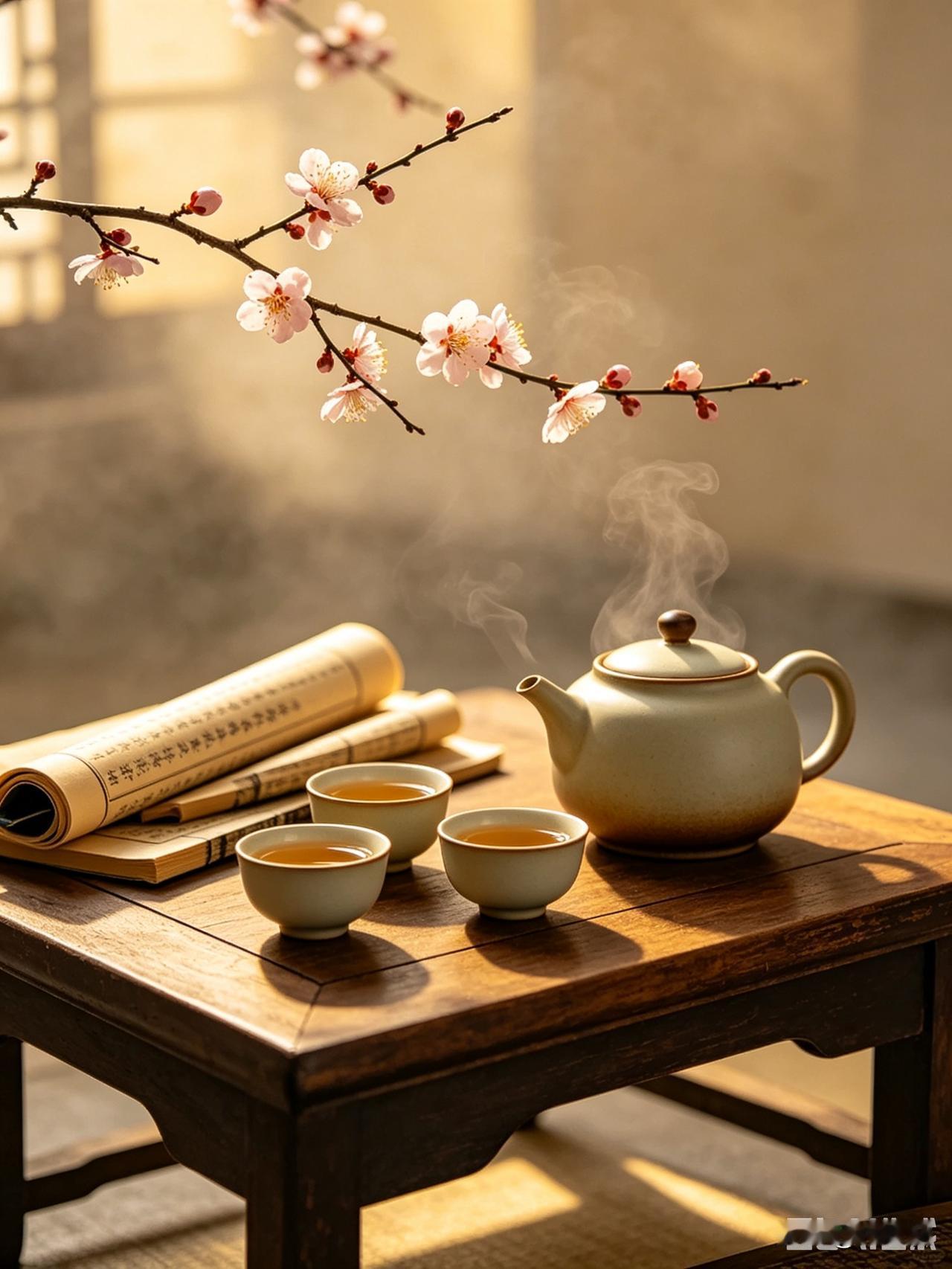 上联：我敬红尘三杯酒
下联：君邀岁月一壶茶