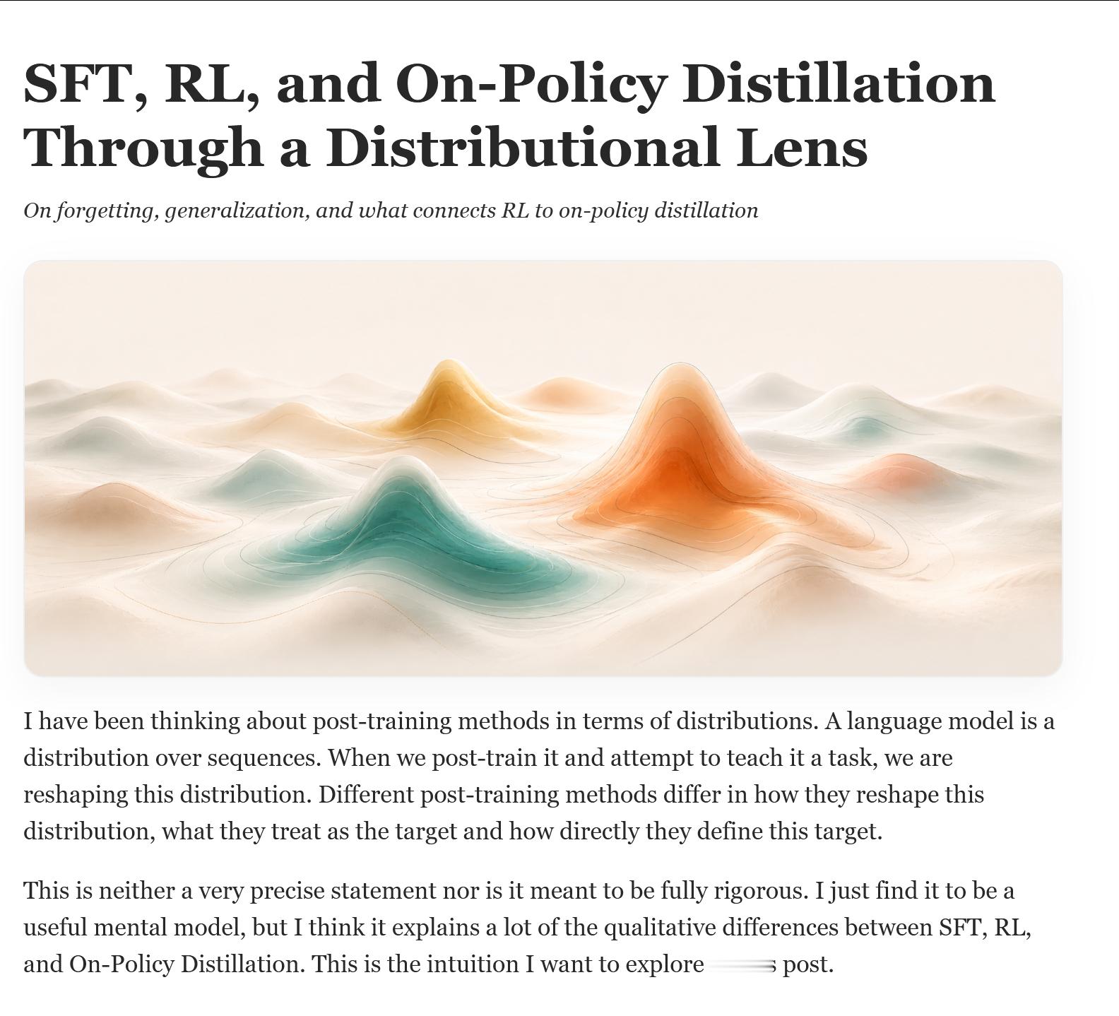 从分布视角看 SFT、RL 与 On-Policy Distillation -